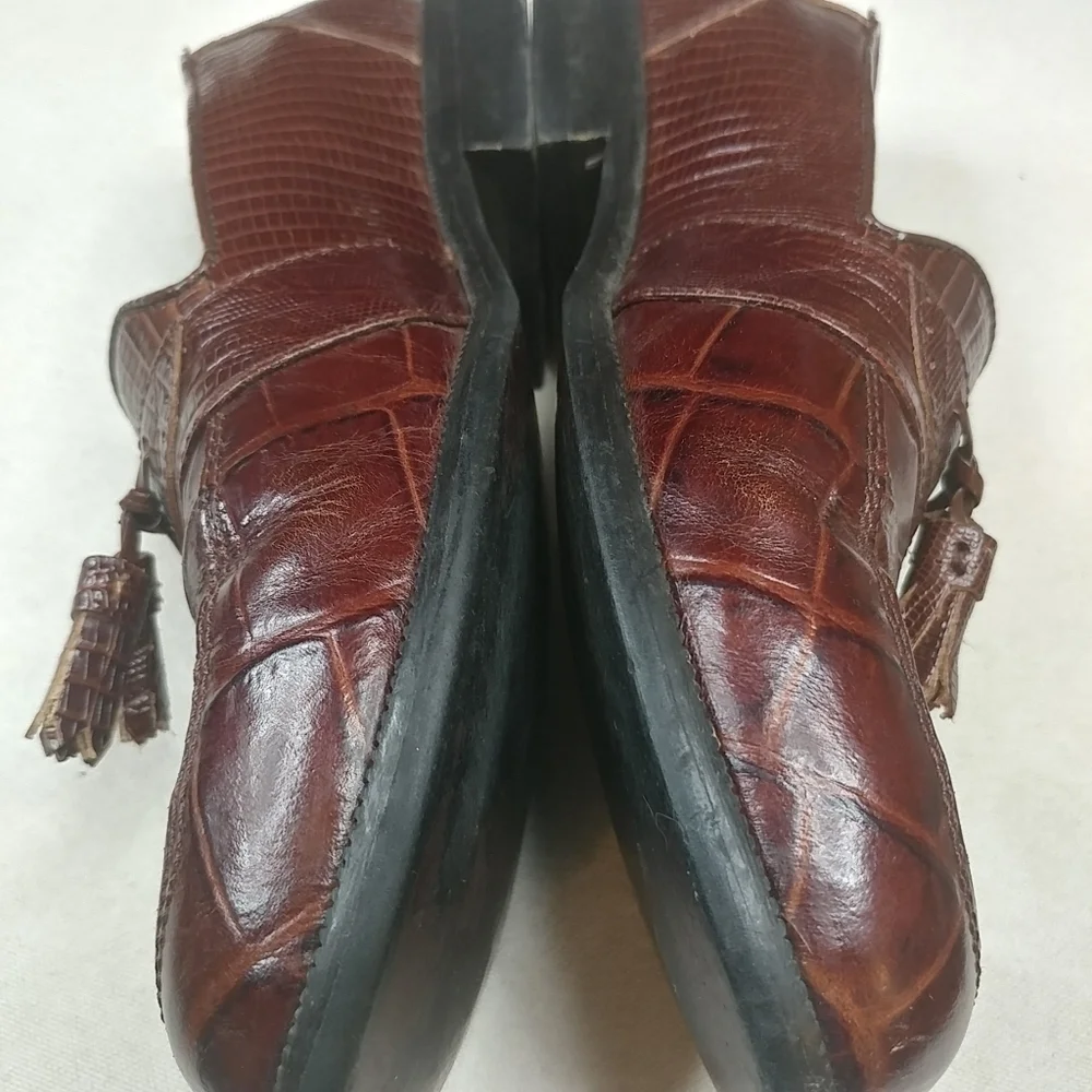 Stacy Adams Mens Brown Genuine Snake Skin Slip On